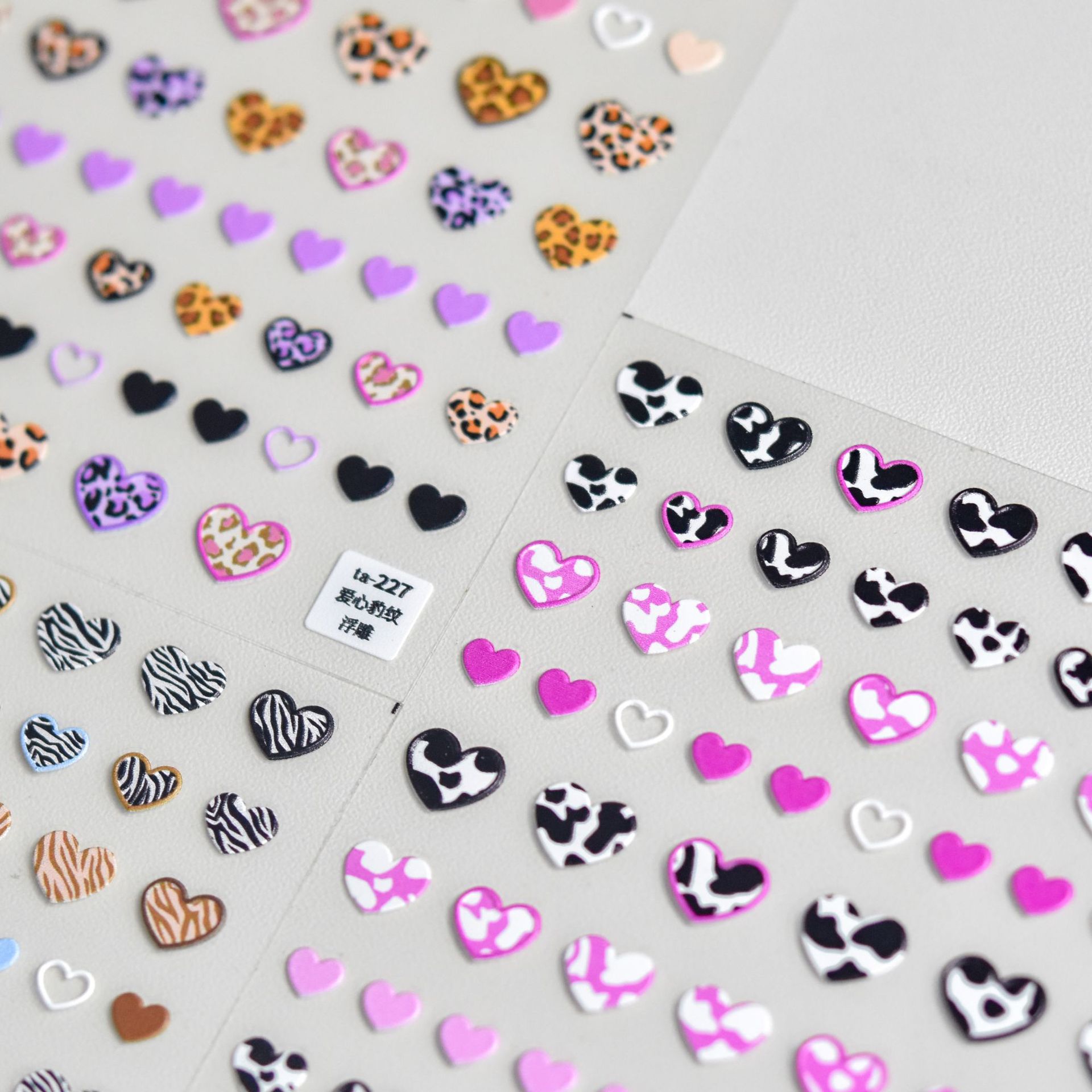 Nail Art Zebra Design - Animal Patterned Love Heart Nail Sticker