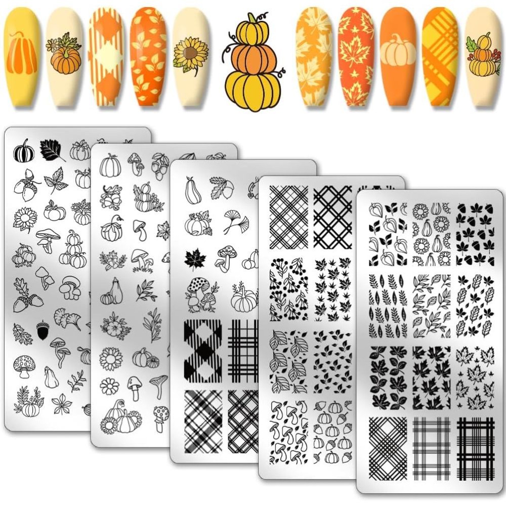 Nail Stamping Plate - Fall Thanksgiving Nail Stamp Plates 5PCS
