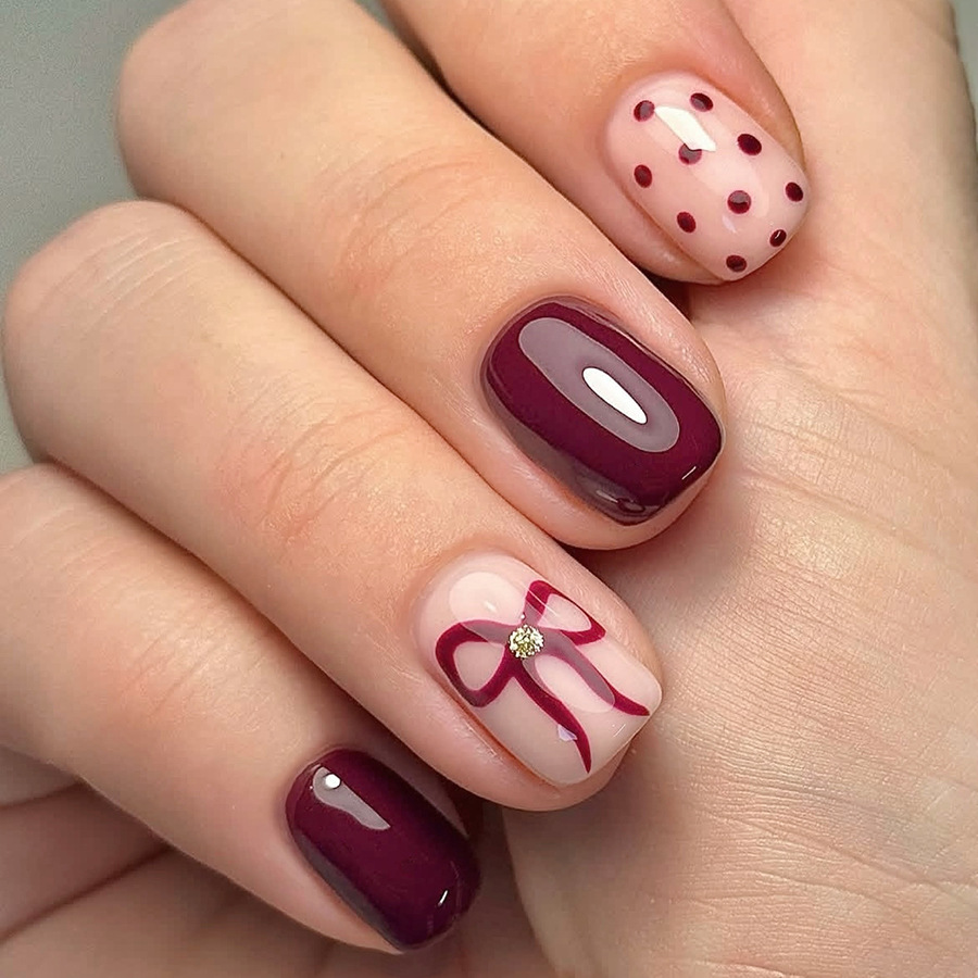 Nail Art Gliter - Short Square Press On Nails Glossy