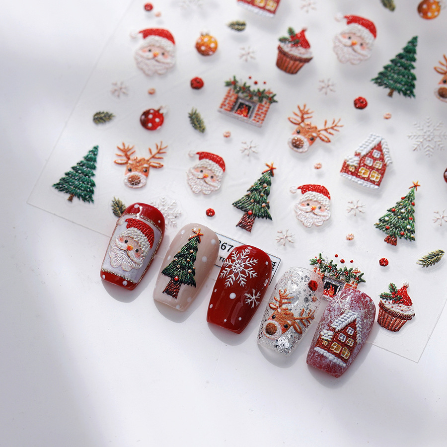 Nail Art Xmas Tree - Cute Christmas Bear & Gingerbread Nail