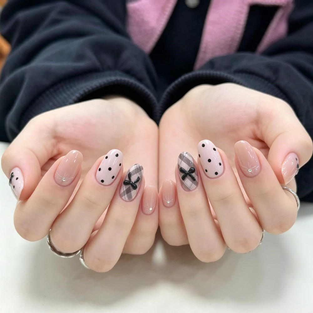 24Pcs French Plaid Bean Paste  - Nail Art Wedding ulasan dan harga
