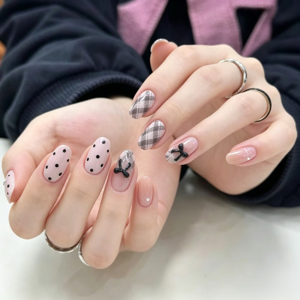 24Pcs French Plaid Bean Paste  - Nail Art Wedding ulasan dan harga