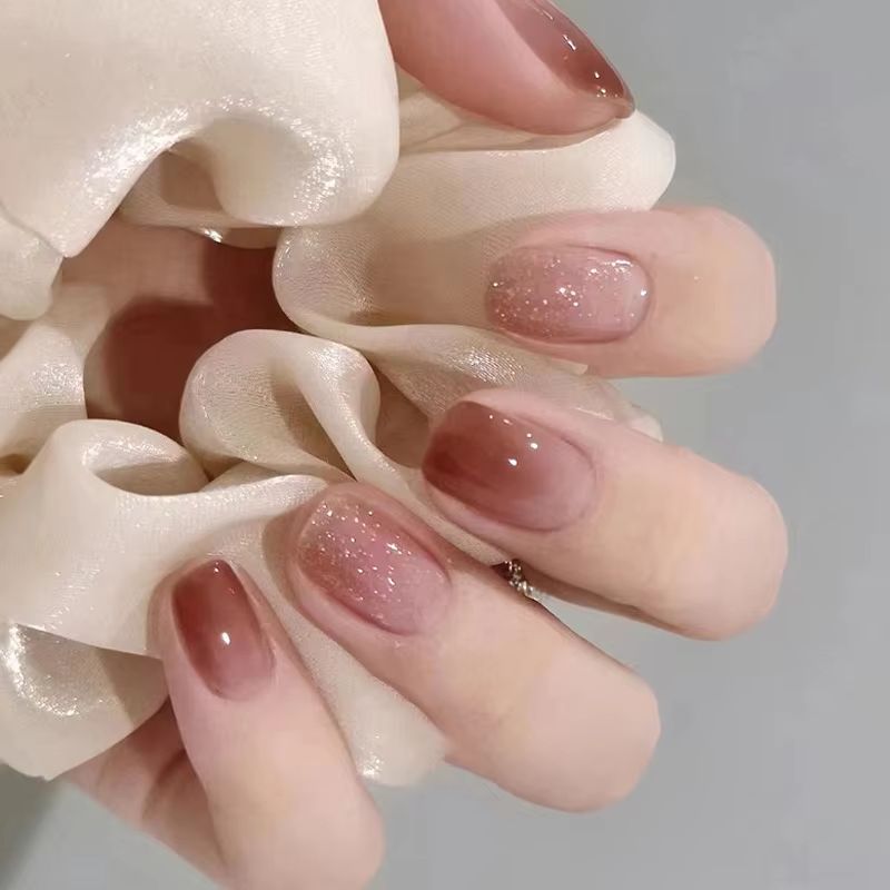 24Pcs Simple Short Gradient Na - Nail Art Simple Elegant ulasan dan harga