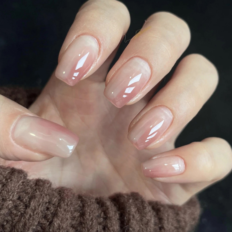 24Pcs Simple Short Gradient Na - Nail Art Simple Elegant ulasan dan harga