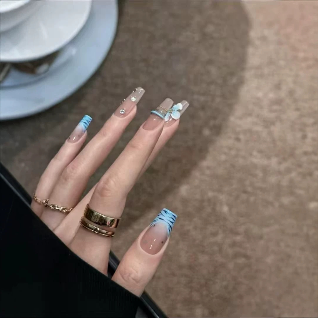 10pcs Handmade Middle Press On - Nail Art Zebra Design ulasan dan harga