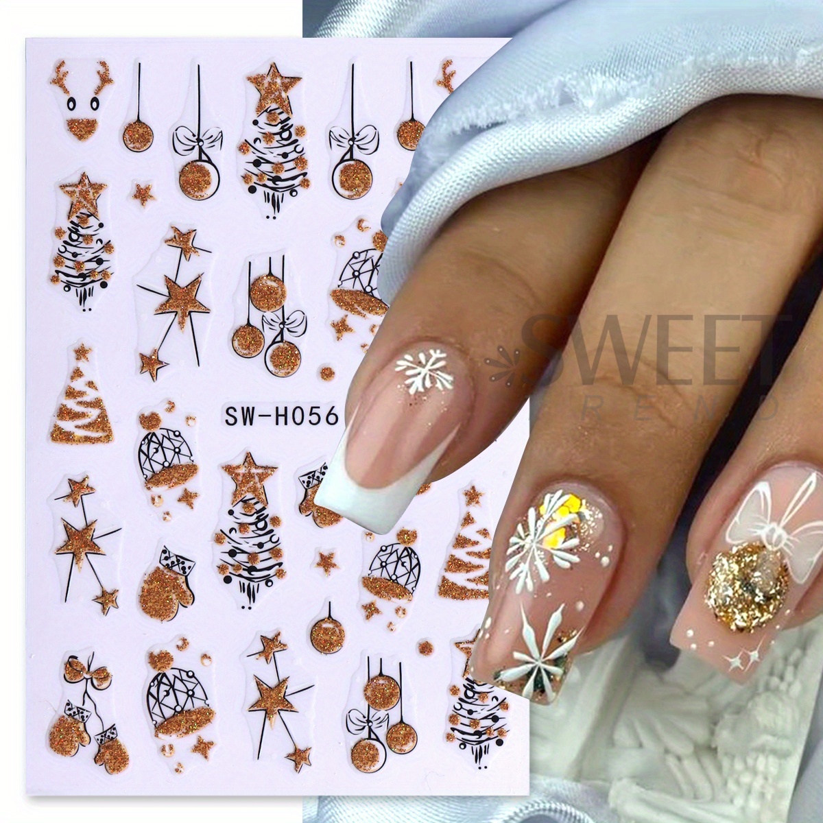 2 pcs Gorgeous Sparkly Christm - Nail Art Xmas Tree ulasan dan harga