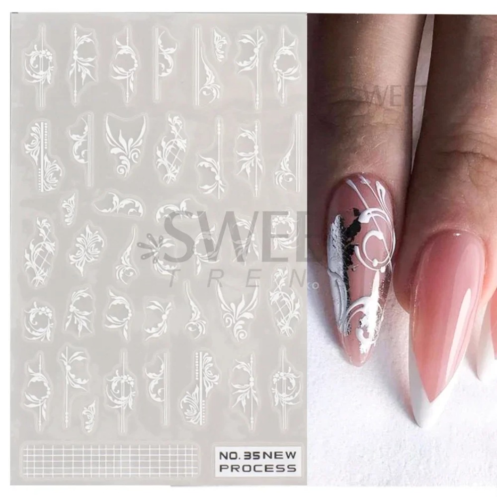 White Lace Flower Nail Art Sti - Nail Art Simple Elegant ulasan dan harga