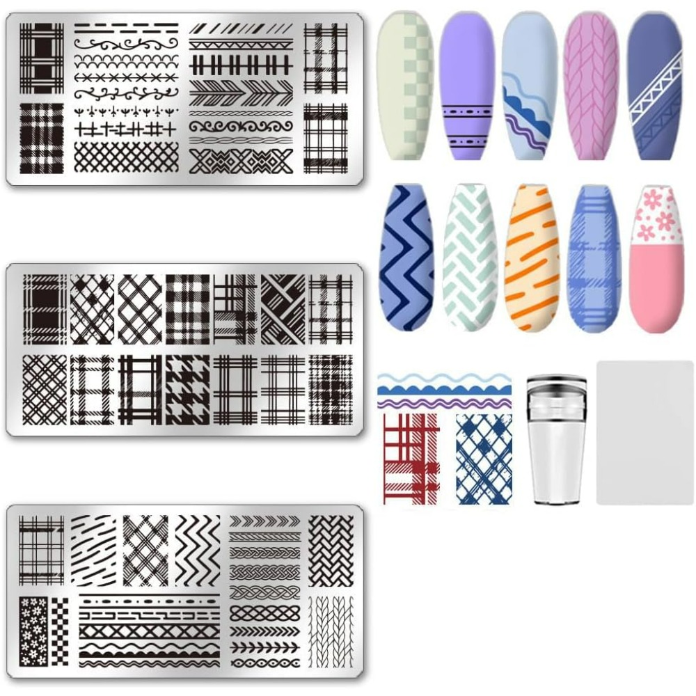 3Pcs Nail Stamp Plates Set Lat - Nail Stamping Plate ulasan dan harga