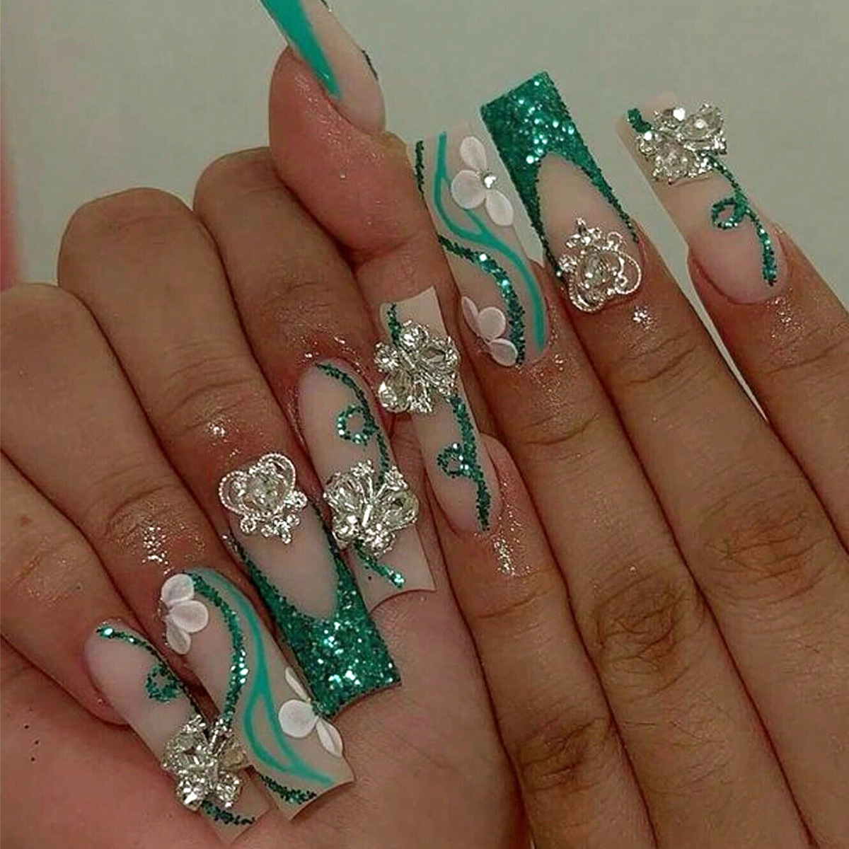 Long Coffin Press on Nails Bal - Nail Art Gliter ulasan dan harga