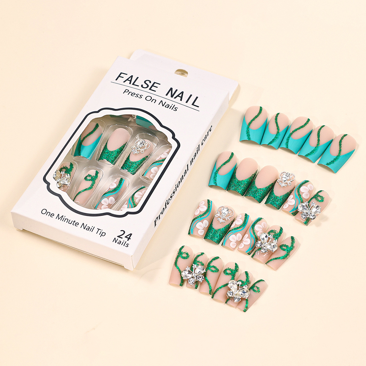 Long Coffin Press on Nails Bal - Nail Art Gliter ulasan dan harga