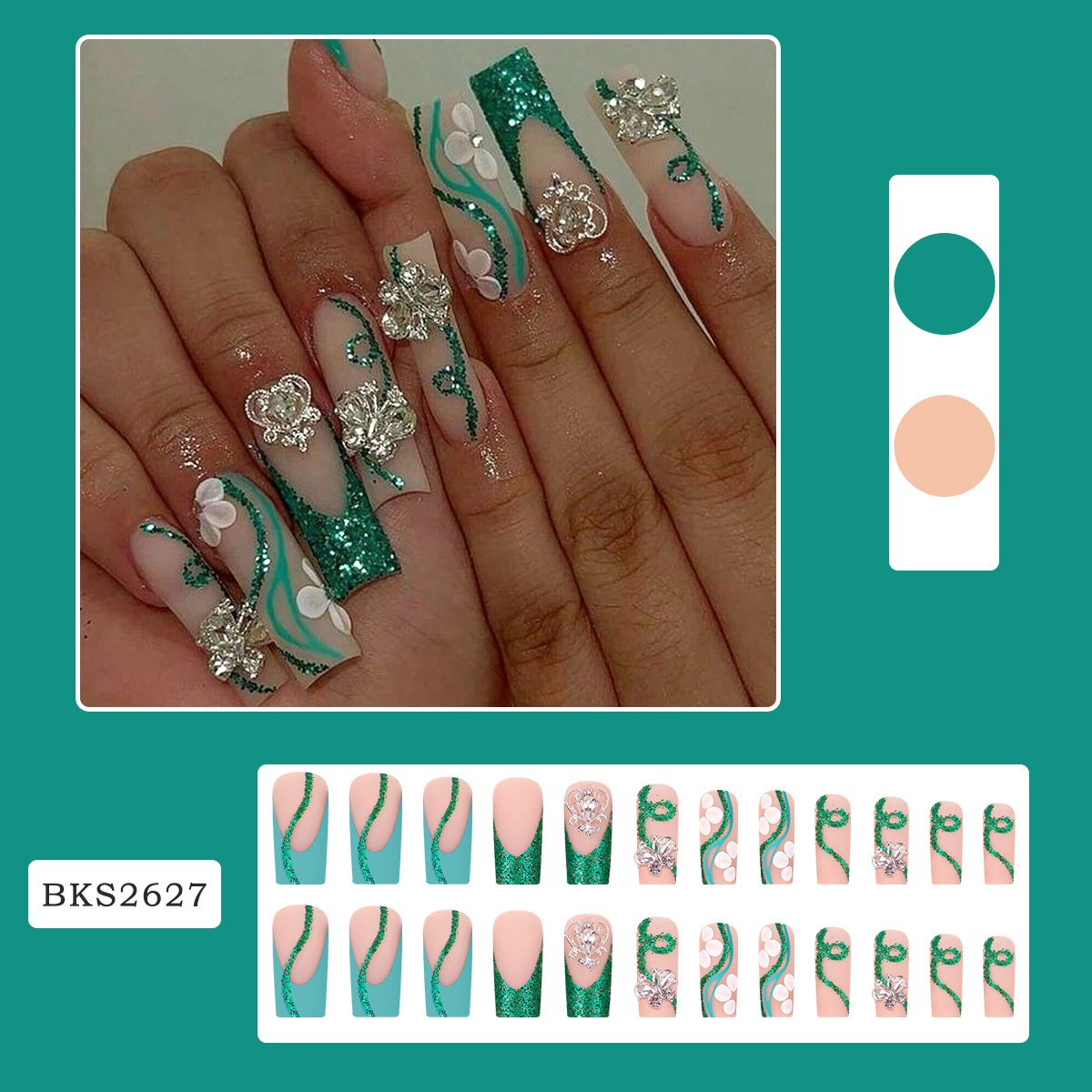 Long Coffin Press on Nails Bal - Nail Art Gliter ulasan dan harga