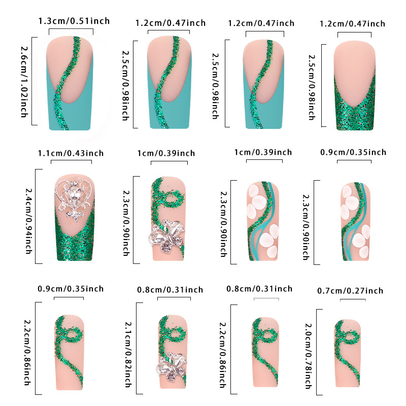 Long Coffin Press on Nails Bal - Nail Art Gliter ulasan dan harga