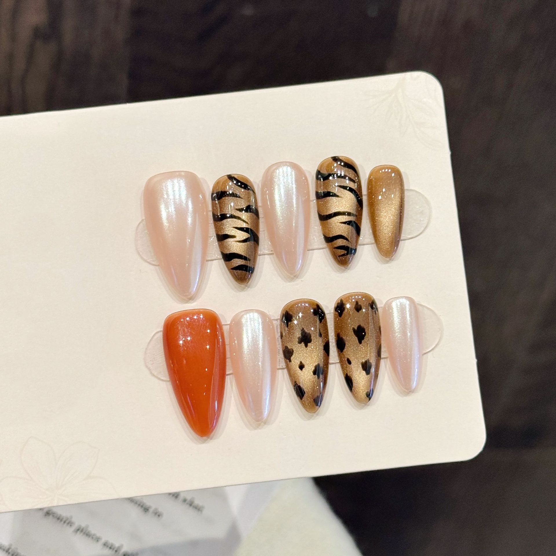 10pcs Handmade Almond Press On - Nail Art Zebra Design ulasan dan harga