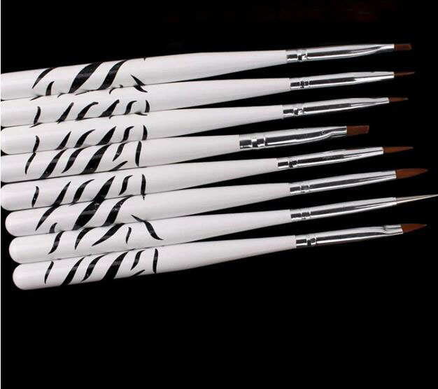 8 Pcs/Set Nail Art Design Brus - Nail Art Zebra Design ulasan dan harga