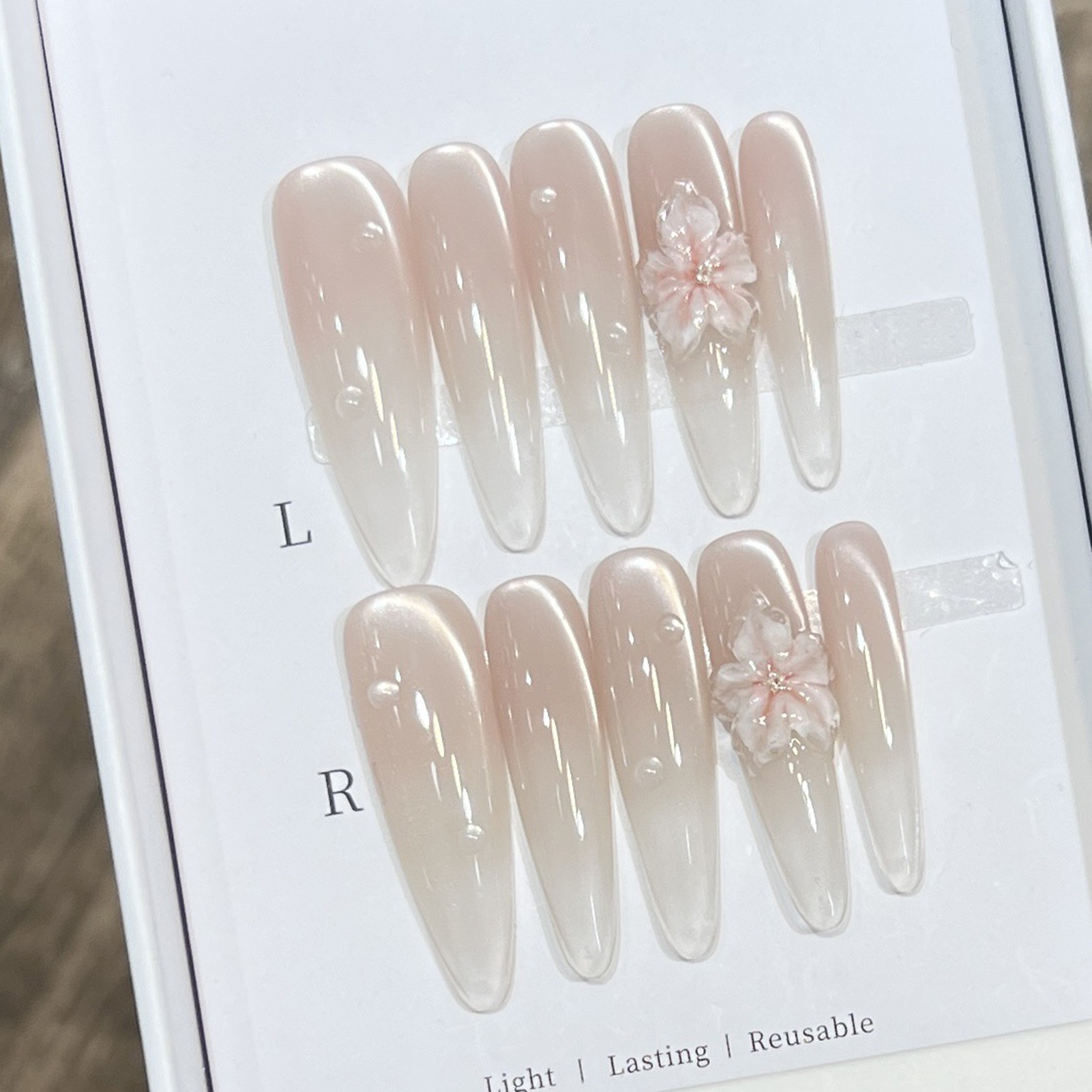 10pcs Long Almond Fake Nails T - Nail Art Wedding ulasan dan harga