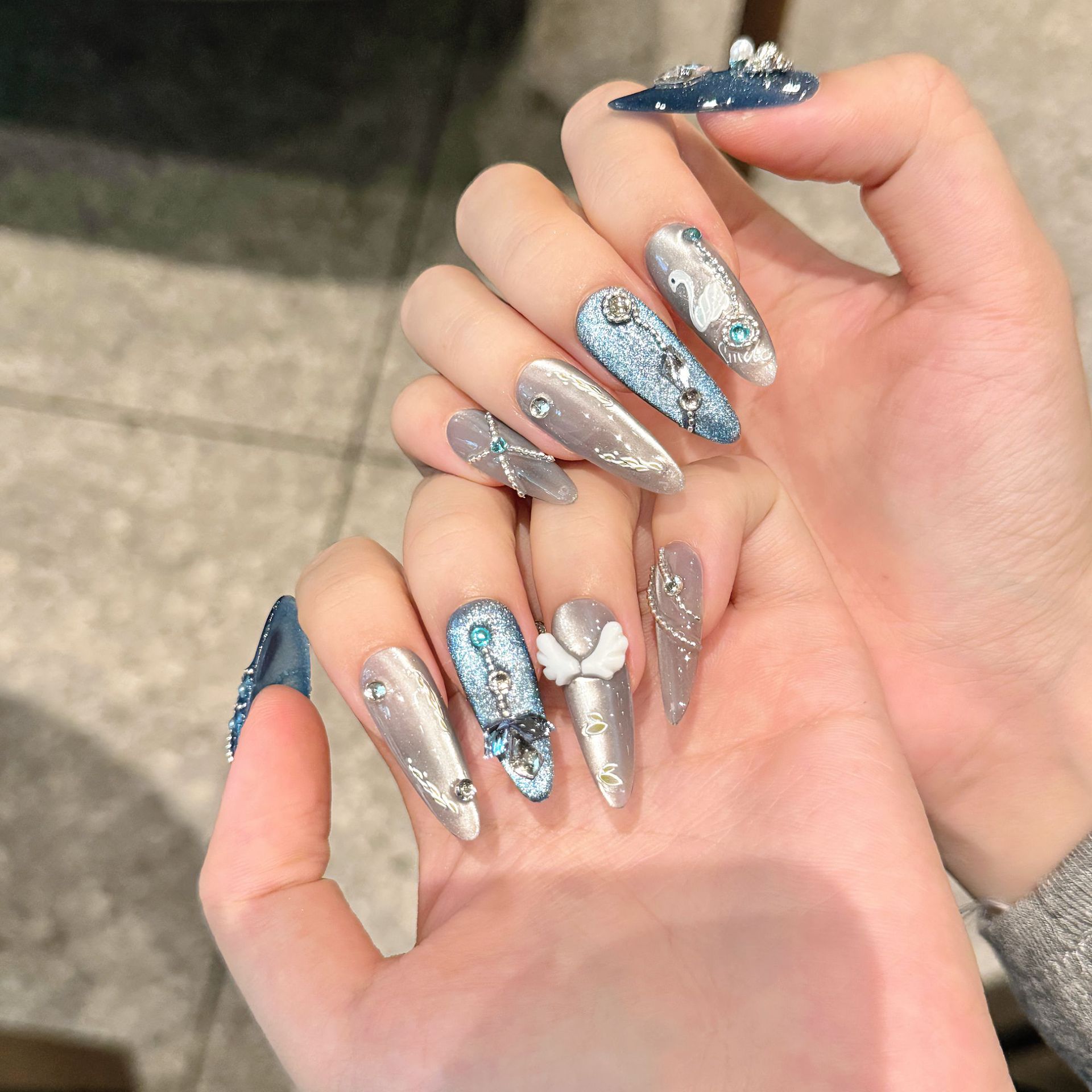 10Pcs White Swan Handmade Fals - Nail Art Gliter ulasan dan harga