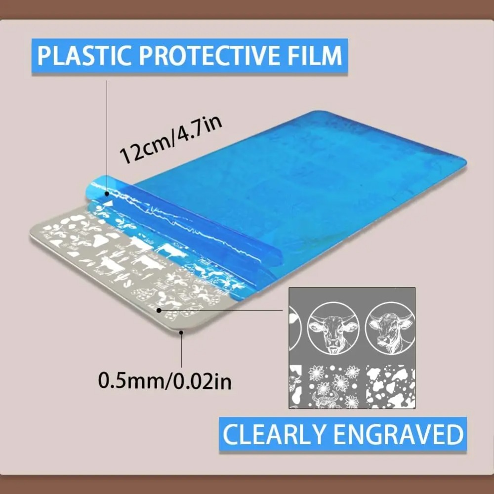 3pcs Cow-Theme Nail Stamping P - Nail Stamping Plate ulasan dan harga