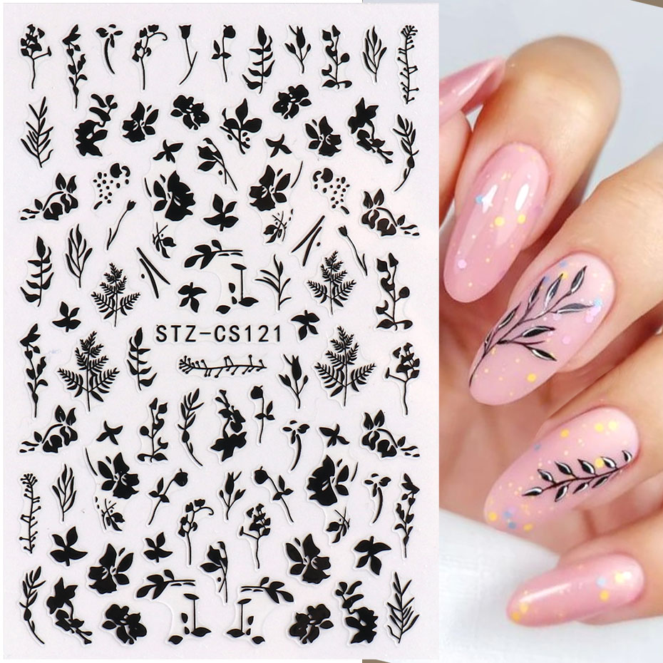 2pcs 3D Simple Floral Leaf Nai - Nail Art Simple Elegant ulasan dan harga