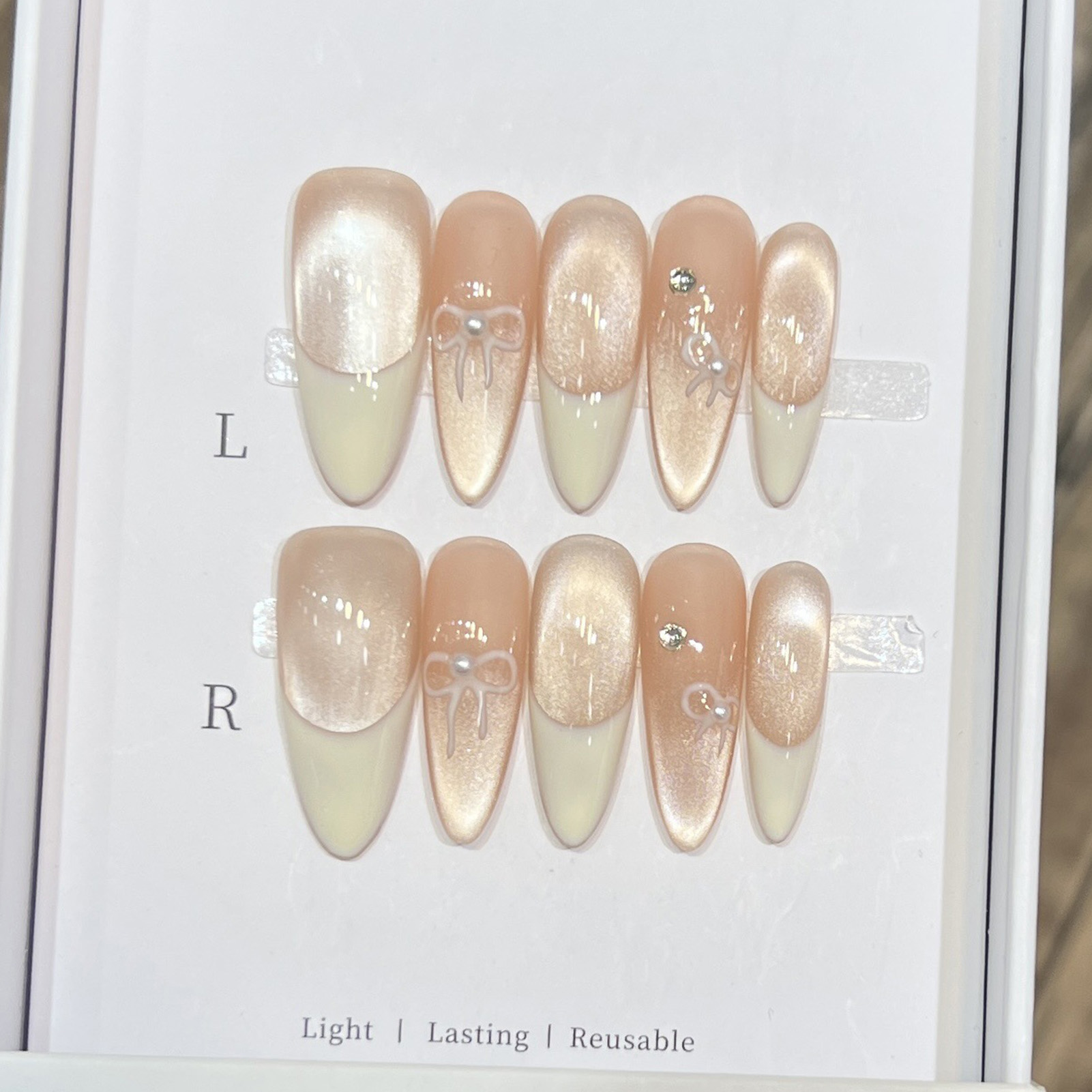 10PCS Almond Glossy Press On N - Nail Art Wedding ulasan dan harga