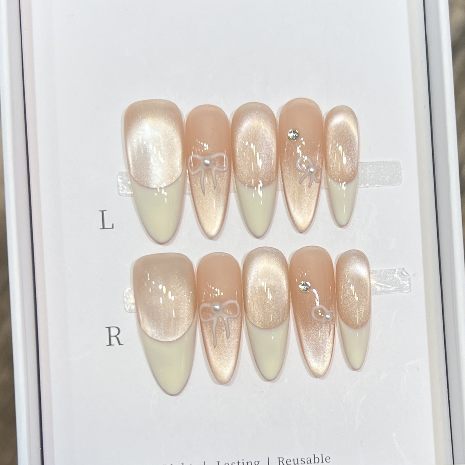 10PCS Almond Glossy Press On N - Nail Art Wedding ulasan dan harga