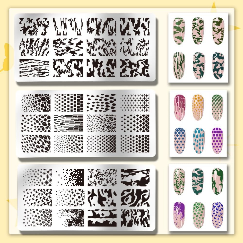3pcs Texture Nail Stamping Pla - Nail Stamping Plate ulasan dan harga