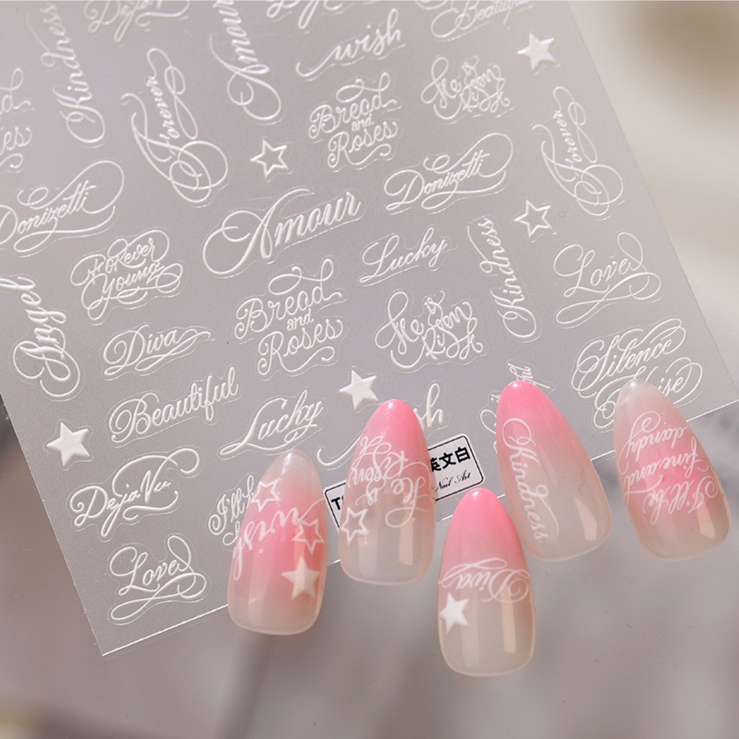 Elegant Cursive Letter 5D Nail - Nail Art Simple Elegant ulasan dan harga