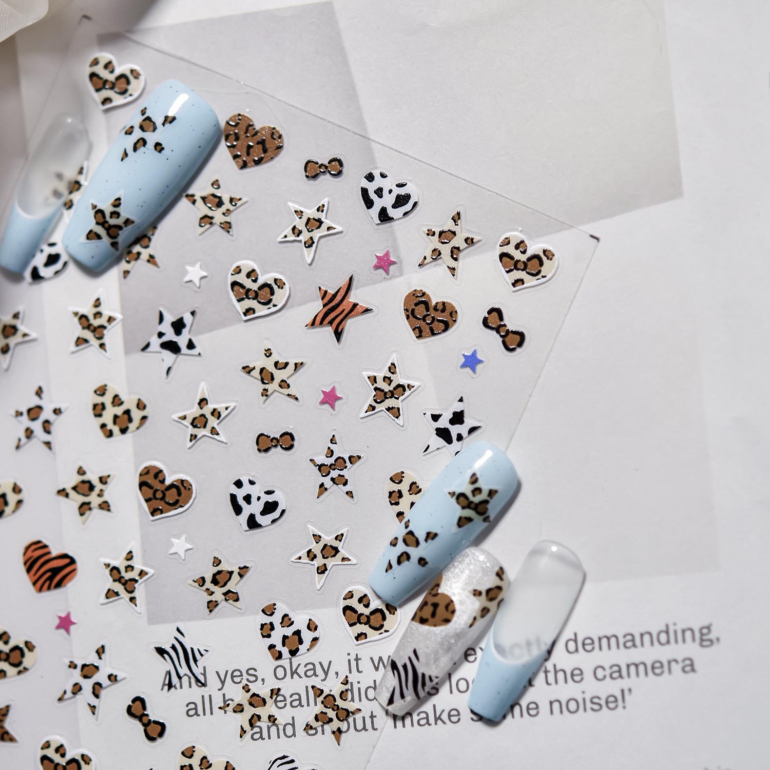 Blue And Pink Star Shaped Hear - Nail Art Zebra Design ulasan dan harga
