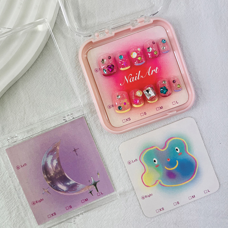 50Pcs 6.5x6.5cm 8x8cm Press On - Nail Art Viral ulasan dan harga
