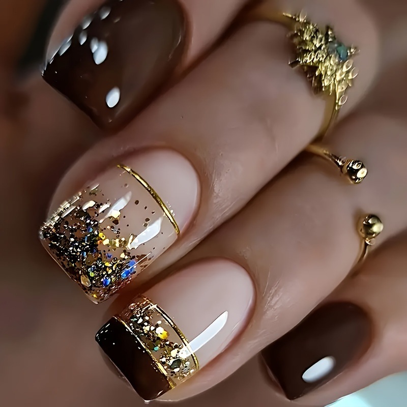 Short Square fake nails for wo - Nail Art Gliter ulasan dan harga