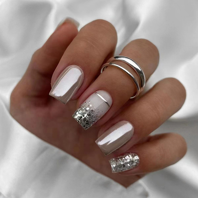 Short Square fake nails for wo - Nail Art Gliter ulasan dan harga