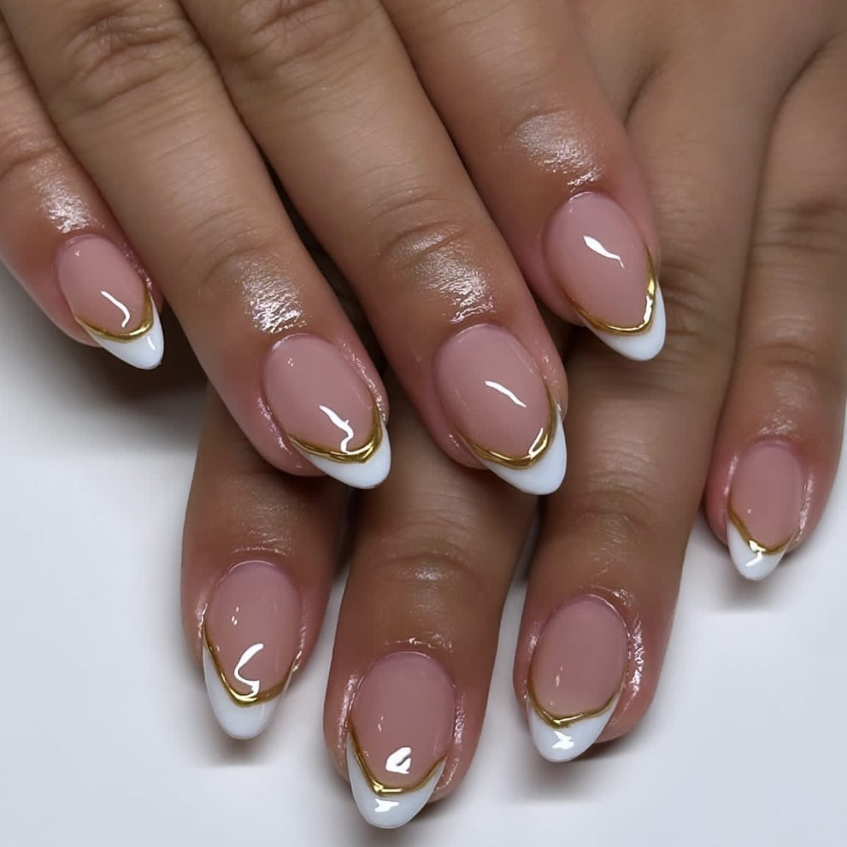 French Nude Pink White Edge Al - Nail Art Simple Elegant ulasan dan harga