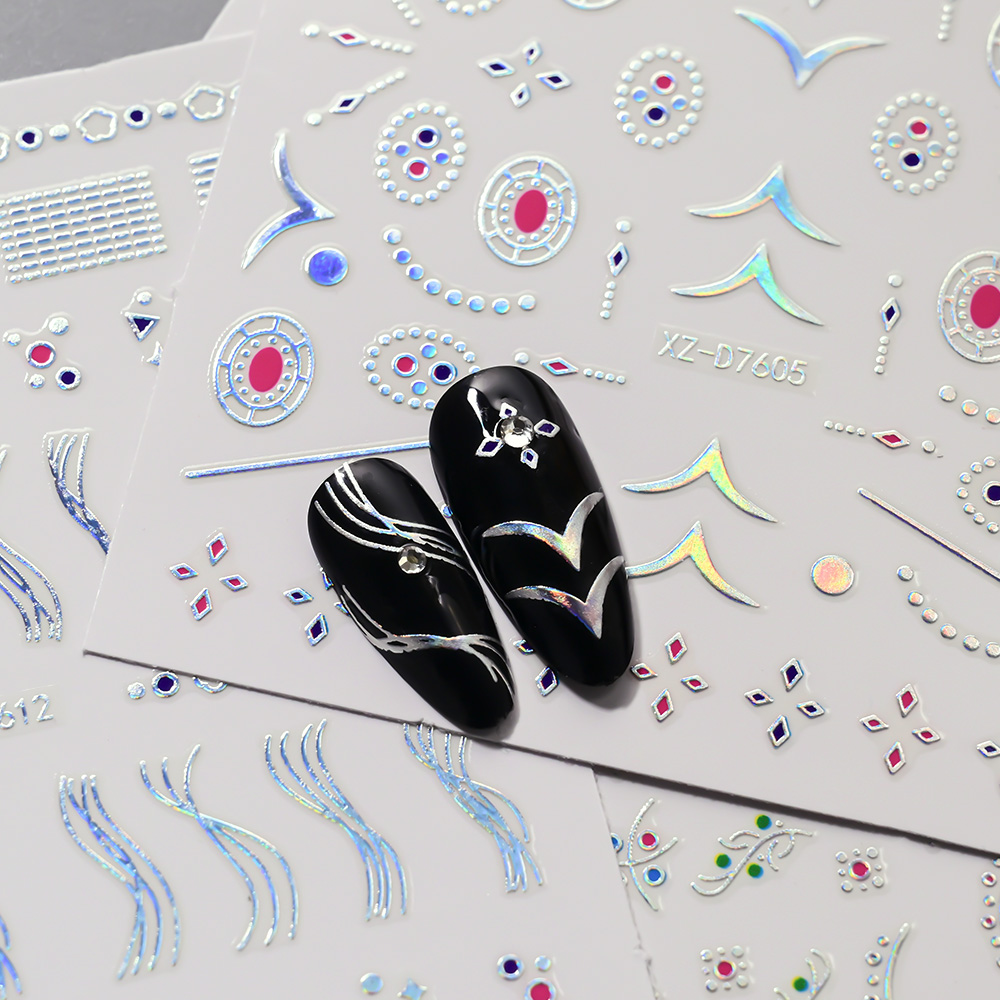12Pcs 3D Slilver Geometry Line - Nail Art Simple Elegant ulasan dan harga