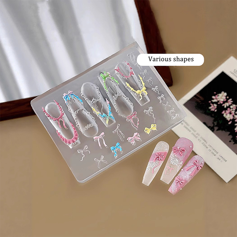 Bowknot Bead Chain Ribbon 3D A - Nail Stamping Plate ulasan dan harga