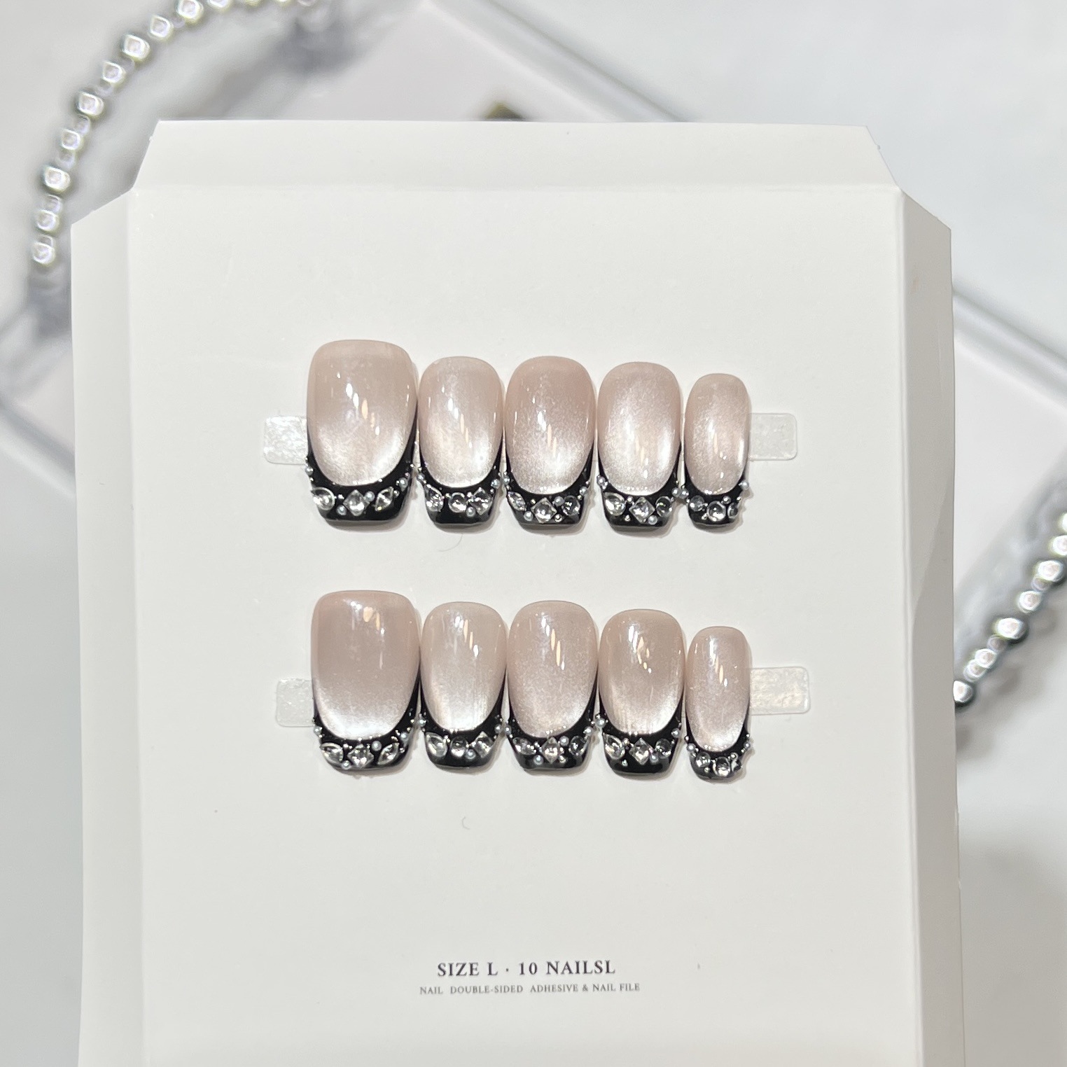 10pcs Black Cat Eyes Press on  - Nail Art Wedding ulasan dan harga