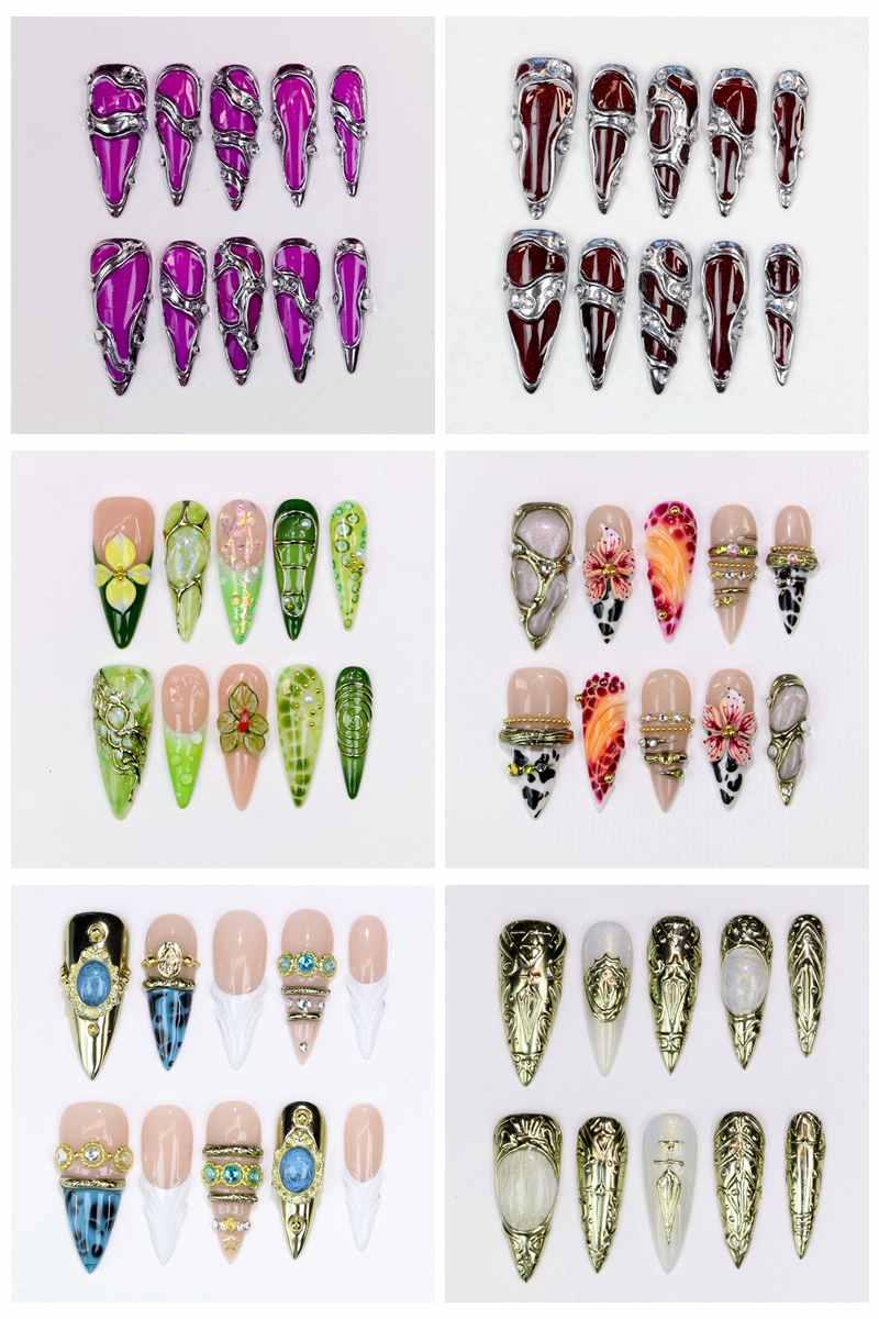 10Pcs Long Stiletto Press-On N - Nail Art Wedding ulasan dan harga