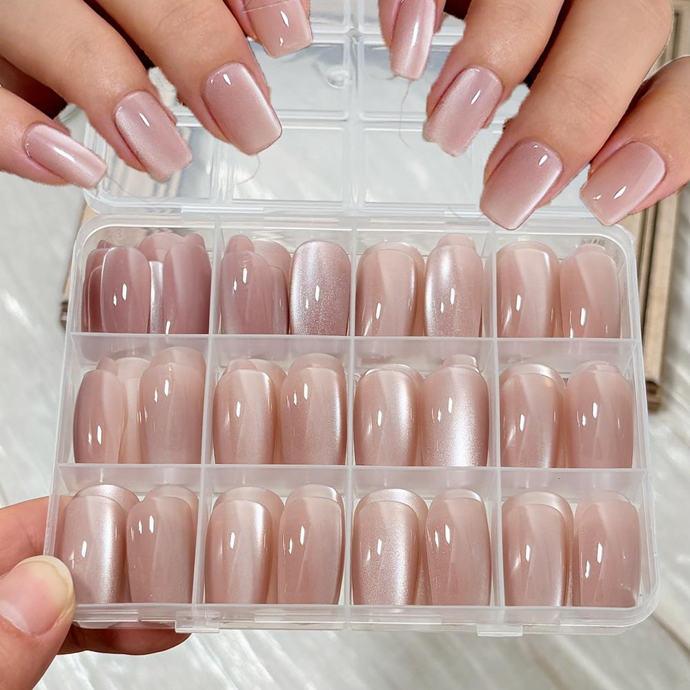 144Pcs/Box Nude Pink Cat's Eye - Nail Art Wedding ulasan dan harga