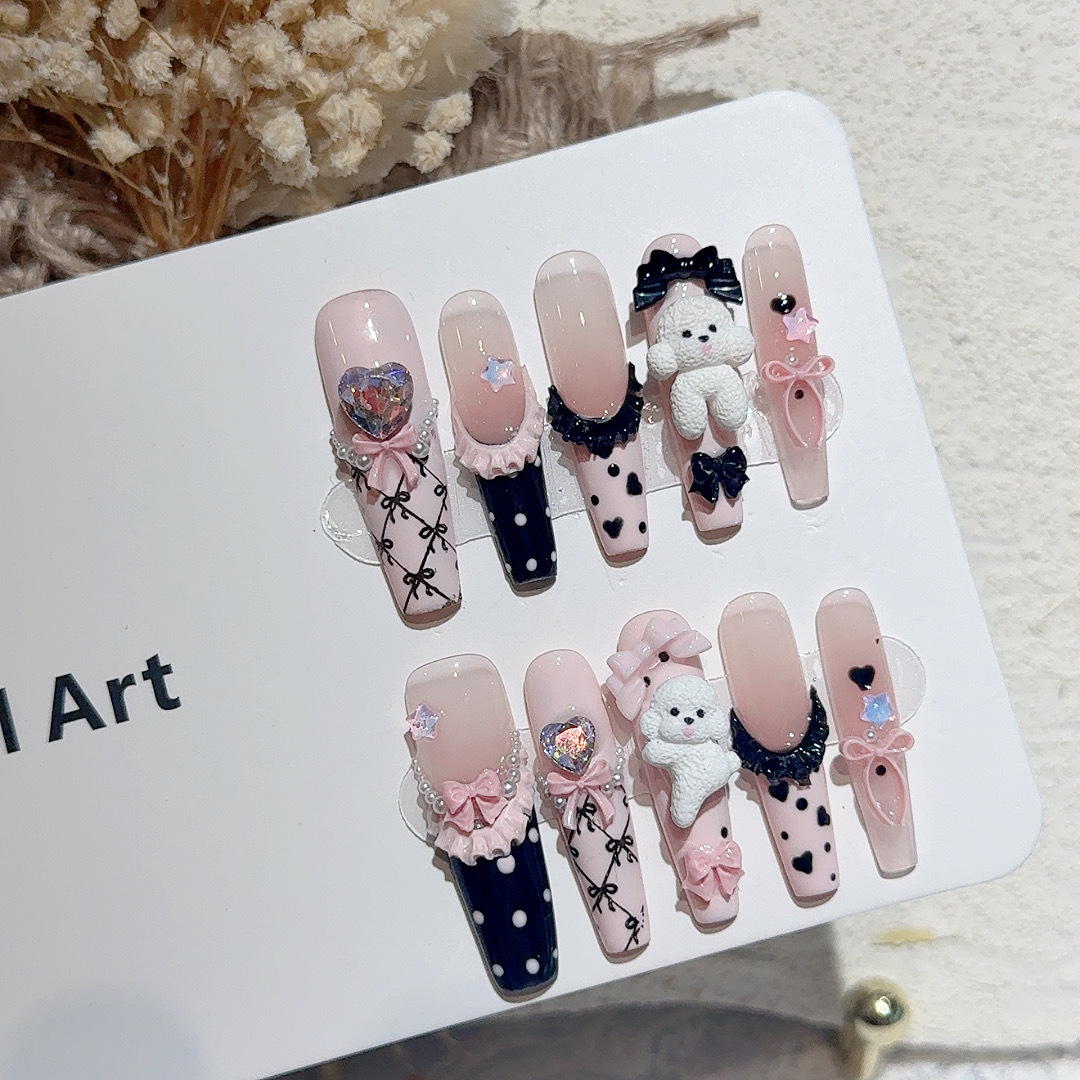 10PCS Black Lace Polka Dot Bal - Nail Art Wedding ulasan dan harga
