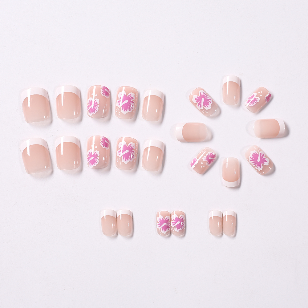 24Pcs French Flower False Nail - Nail Art Wedding ulasan dan harga