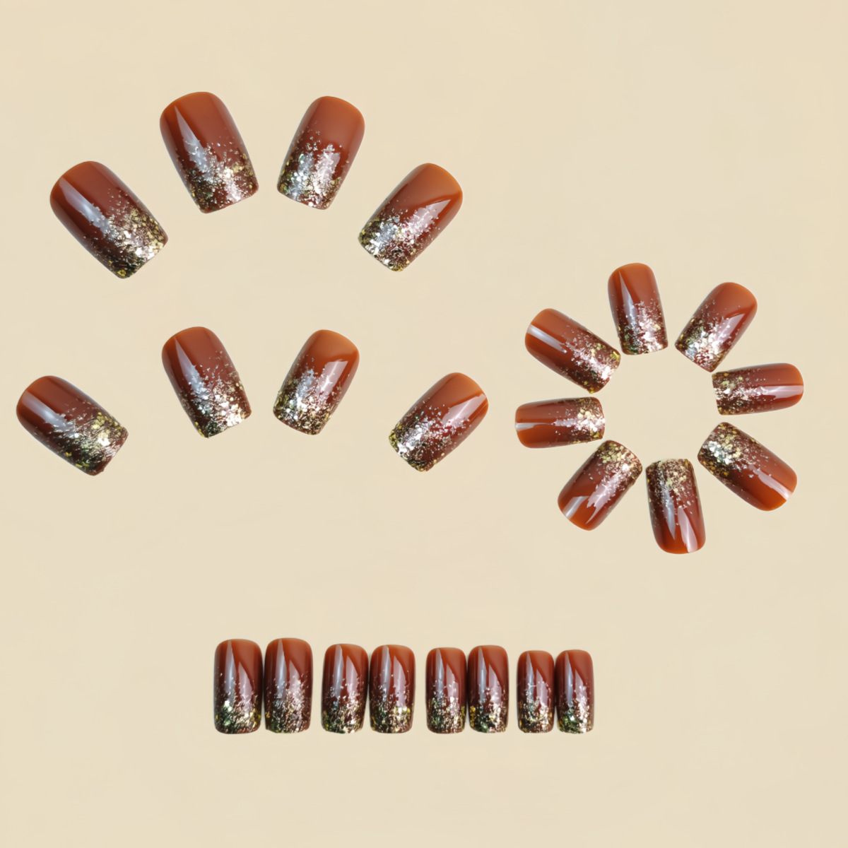 Short Medium fake nails Gradie - Nail Art Gliter ulasan dan harga