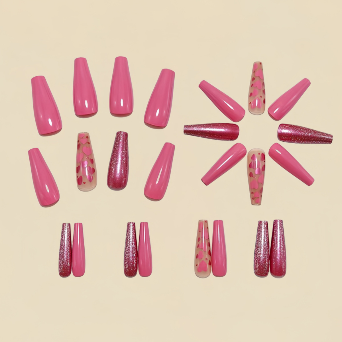 Medium long fake nails Pink bl - Nail Art Wedding ulasan dan harga