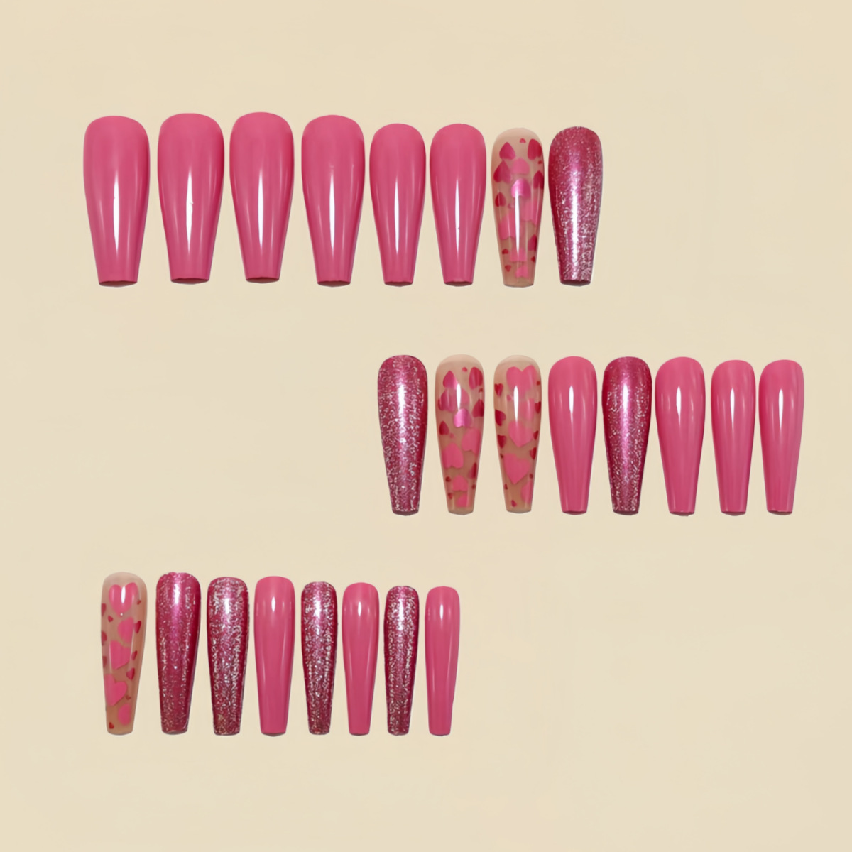 Medium long fake nails Pink bl - Nail Art Wedding ulasan dan harga