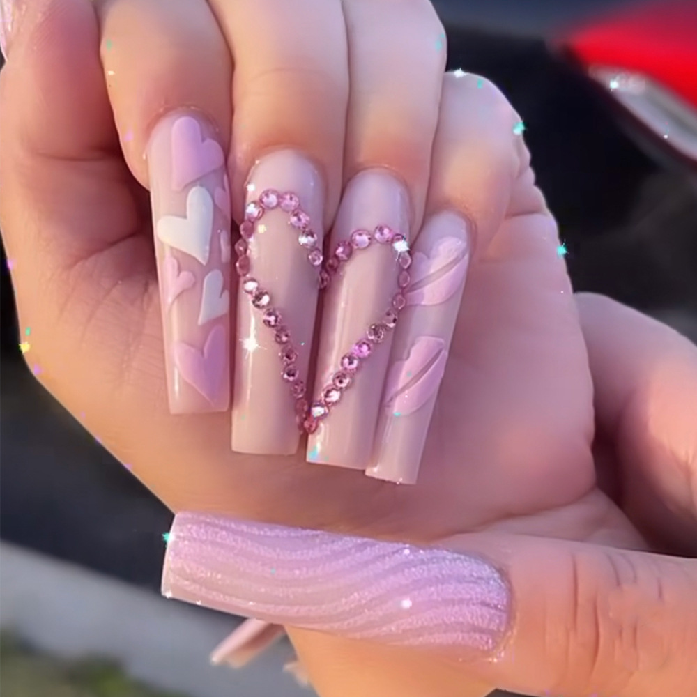 Medium long fake nails Pink bl - Nail Art Wedding ulasan dan harga