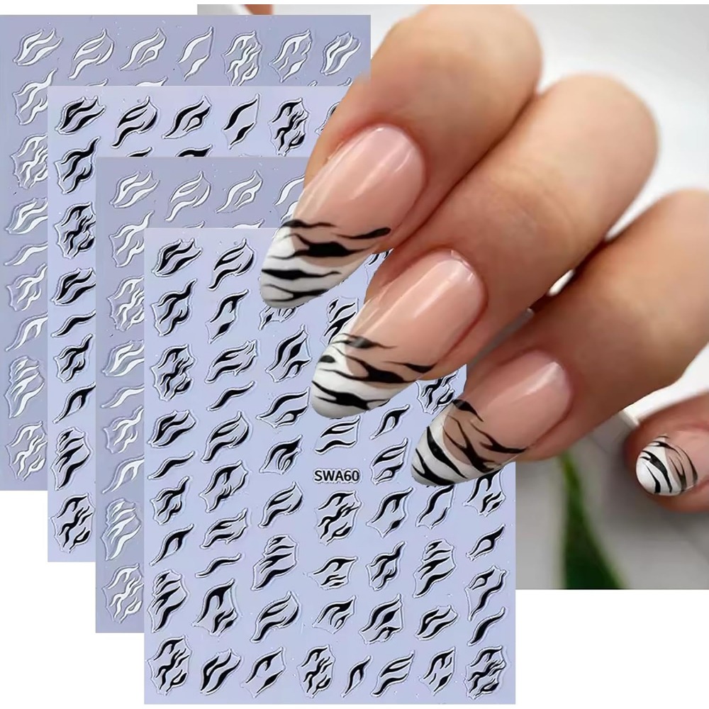 3D Zebra Print Nail Stickers,  - Nail Art Zebra Design ulasan dan harga