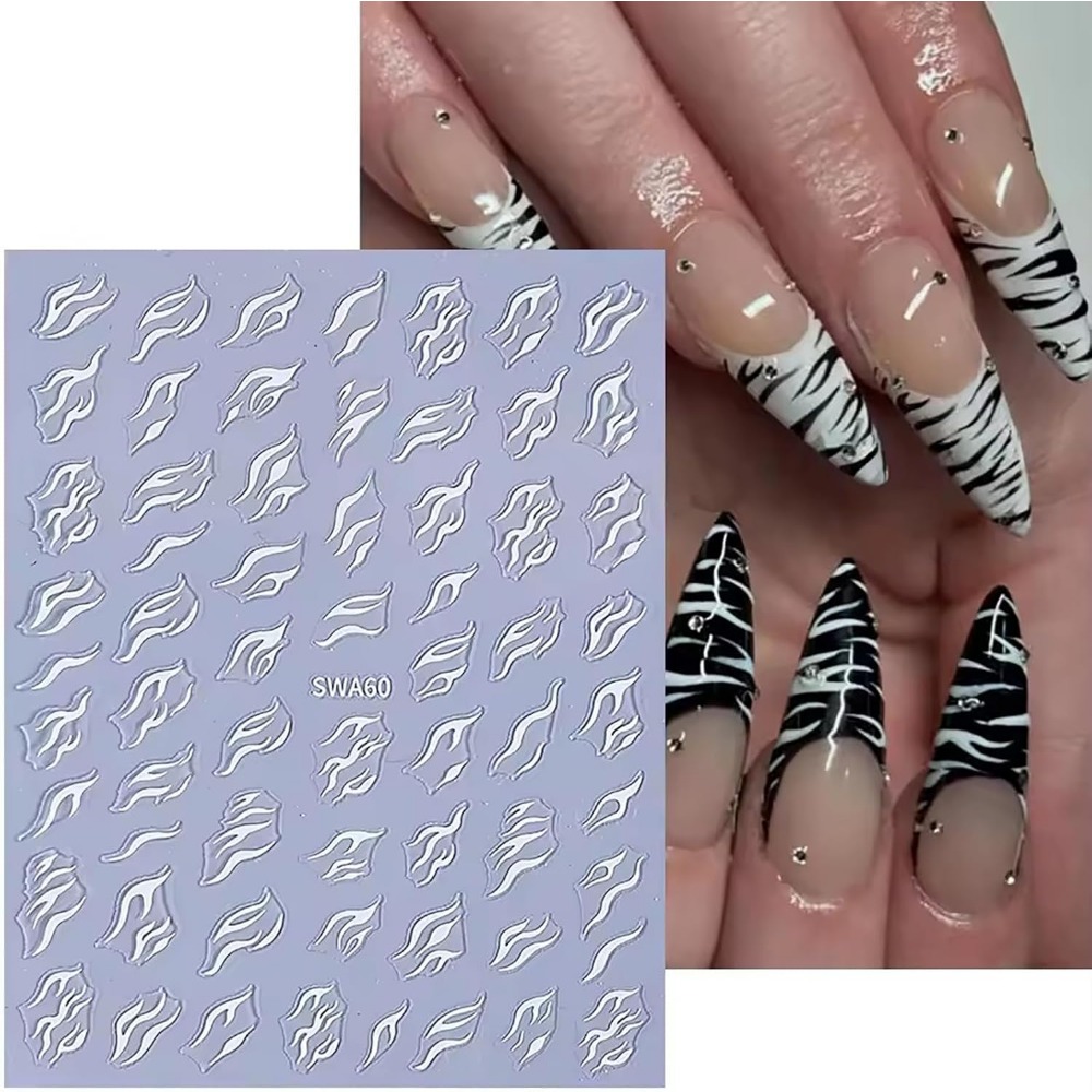 3D Zebra Print Nail Stickers,  - Nail Art Zebra Design ulasan dan harga