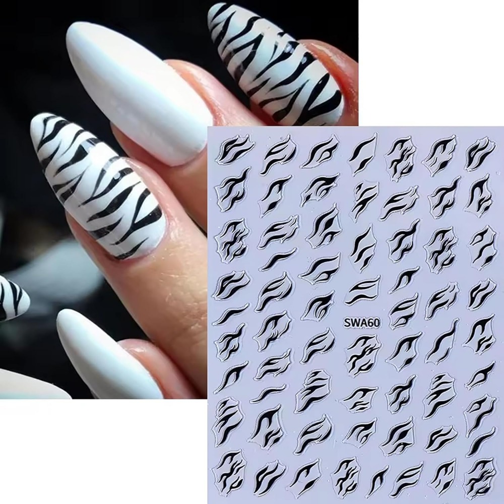3D Zebra Print Nail Stickers,  - Nail Art Zebra Design ulasan dan harga