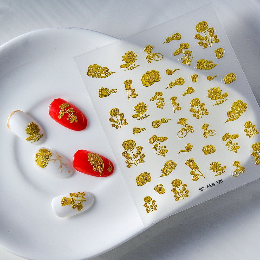 1PCS 5D Flower Stickers Retro  - Nail Art Simple Elegant ulasan dan harga